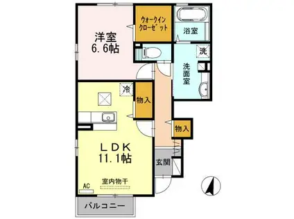 クローバーハウス(1LDK/1階)の間取り写真
