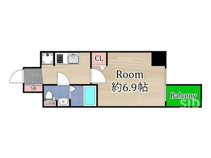 エグゼ大阪CITYルーエ(1K/9階)の間取り写真