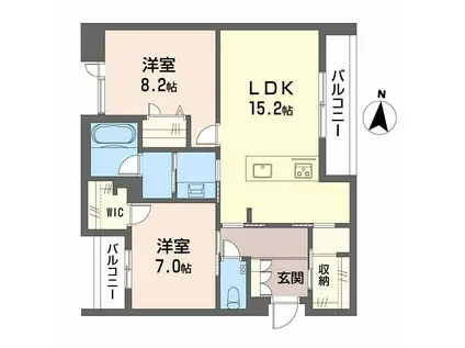 ジョフリエル(2LDK/2階)の間取り写真