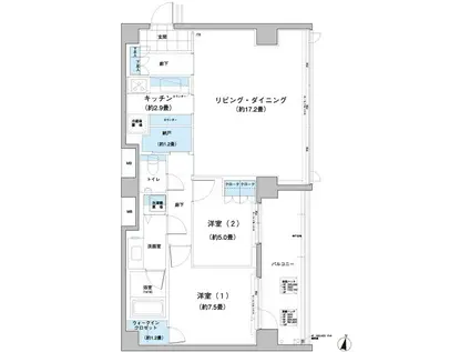 ガーデニエール砧レジデンス(2LDK/4階)の間取り写真