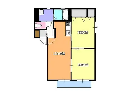 ラムセス大内A棟(2LDK/1階)の間取り写真
