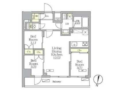 NOGATA RESIDENCE(3LDK/1階)の間取り写真