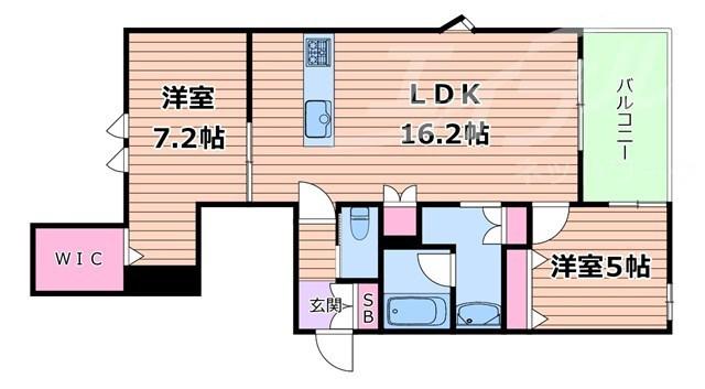 内代レジデンスサウス(2LDK/1階)の間取り写真