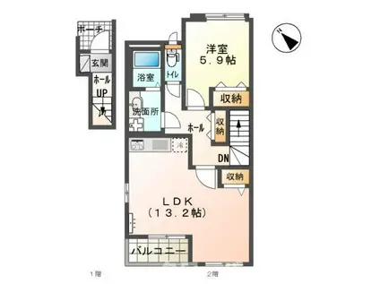 マリアージュ(1LDK/2階)の間取り写真