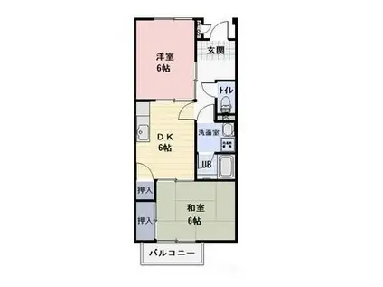 エスポワヒルズ五和野(2DK/1階)の間取り写真