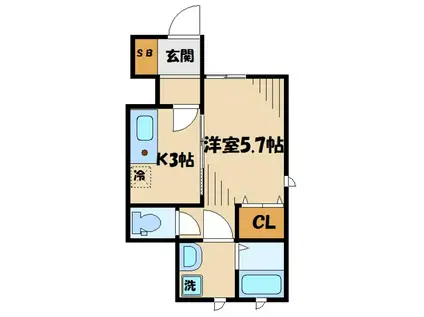 ブランカ(1K/1階)の間取り写真