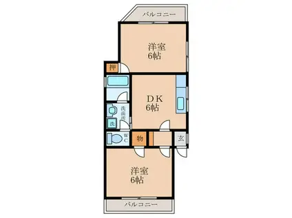 コーポラス小寺III(2DK/2階)の間取り写真