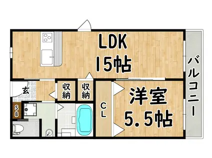 ドムス加美(1LDK/2階)の間取り写真