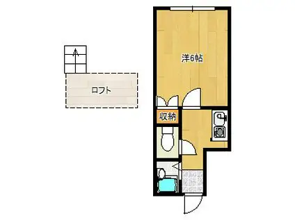 プライマリー久留米大西(1K/1階)の間取り写真