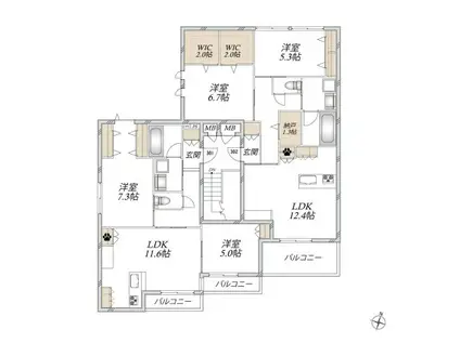 ココリュミエ(2LDK/3階)の間取り写真