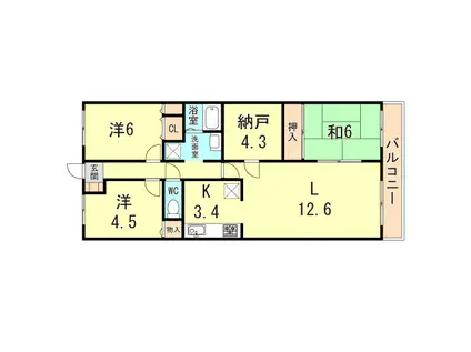 朝霧パーク・ホームズ(3SLDK/1階)の間取り写真