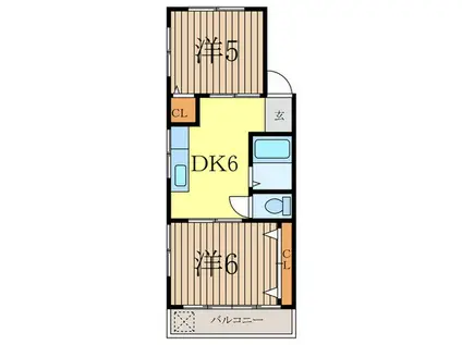 武蔵野サンハイツ7(2DK/2階)の間取り写真