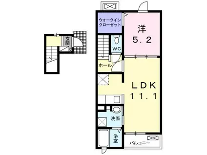 ポールスターIV(1LDK/2階)の間取り写真