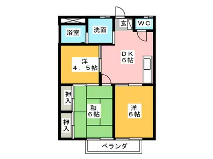 シティハイツアイリス(3DK/2階)の間取り写真