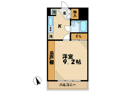 ティーズガーデン稲城(1K/5階)の間取り写真
