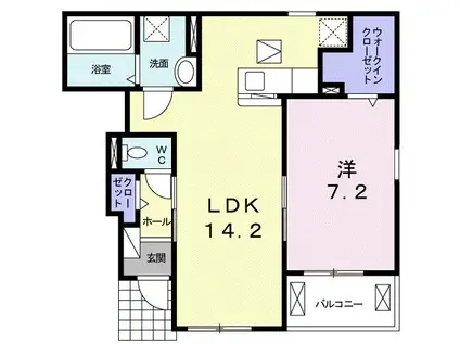 ソレイユ西貝(1LDK/1階)の間取り写真
