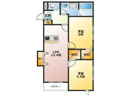 クローネ(2LDK/1階)の間取り写真