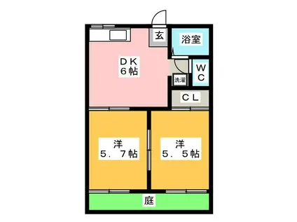 美住工房 B(2DK/1階)の間取り写真