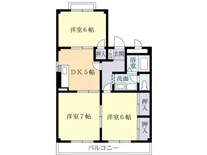 ベルメゾン湖北C(3DK/1階)の間取り写真