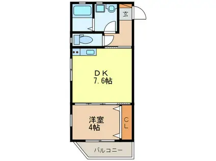 MOANA(1DK/2階)の間取り写真