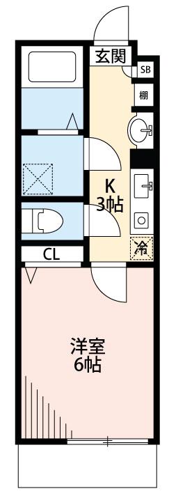メドヴェージ谷塚(1K/2階)の間取り写真