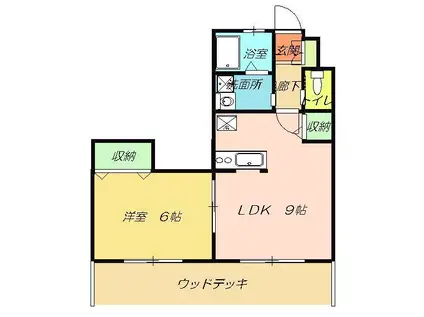 ウィンドヴィラ黒松(1LDK/1階)の間取り写真