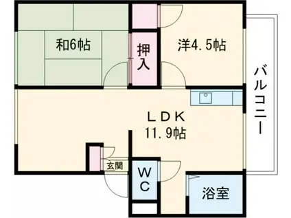 ログメント・ソファーA棟(2LDK/2階)の間取り写真