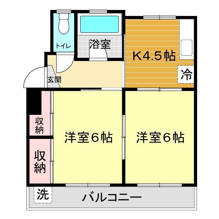 秋本マンション(2DK/4階)の間取り写真