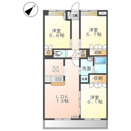 ボンヌールラパン(3LDK/1階)の間取り写真