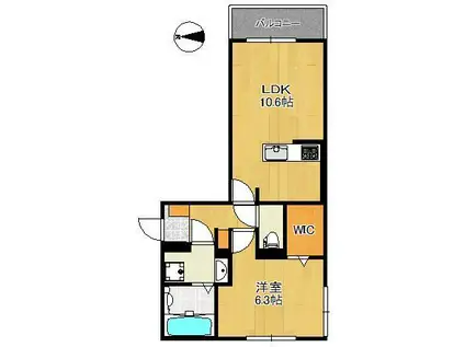 プラージュ・コート(1LDK/3階)の間取り写真