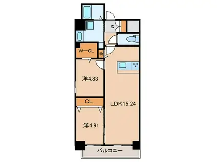 ERUZAGLANZ黄金(2LDK/6階)の間取り写真
