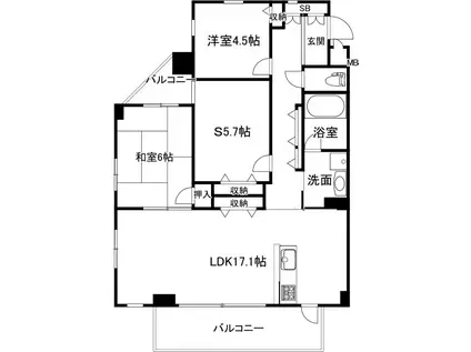 ポルトドールしかま(2SLDK/2階)の間取り写真