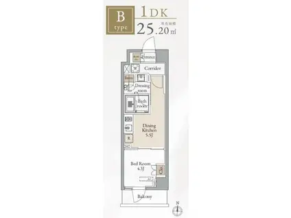 ジオエント新中野(1DK/4階)の間取り写真