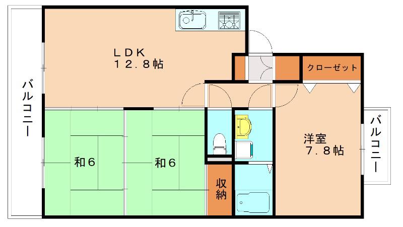 シャトー・リキマス(3LDK/4階)の間取り写真