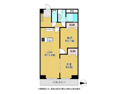 甲子園一番館(1SLDK/2階)の間取り写真