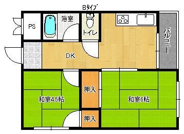 茜マンション(2DK/2階)の間取り写真