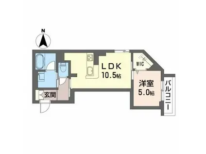 シャーメゾン段原南(1LDK/2階)の間取り写真