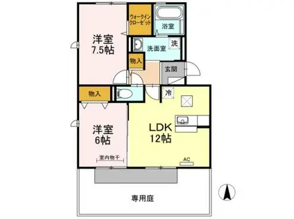 ヴィータ フェリーチェ(2LDK/1階)の間取り写真