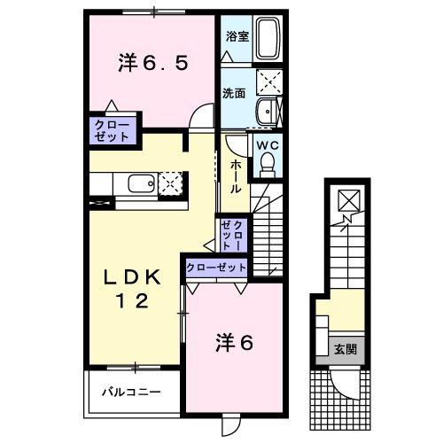 ユートピア ナミ(2LDK/2階)の間取り写真