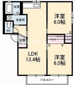 バリュージュ2000A(2LDK/2階)の間取り写真