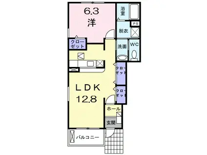 ラネージュI番館(1LDK/1階)の間取り写真
