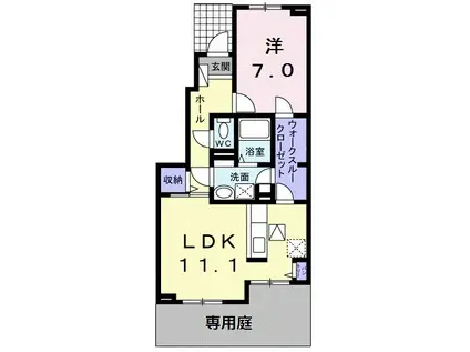 ハニーエンジェル(1LDK/1階)の間取り写真