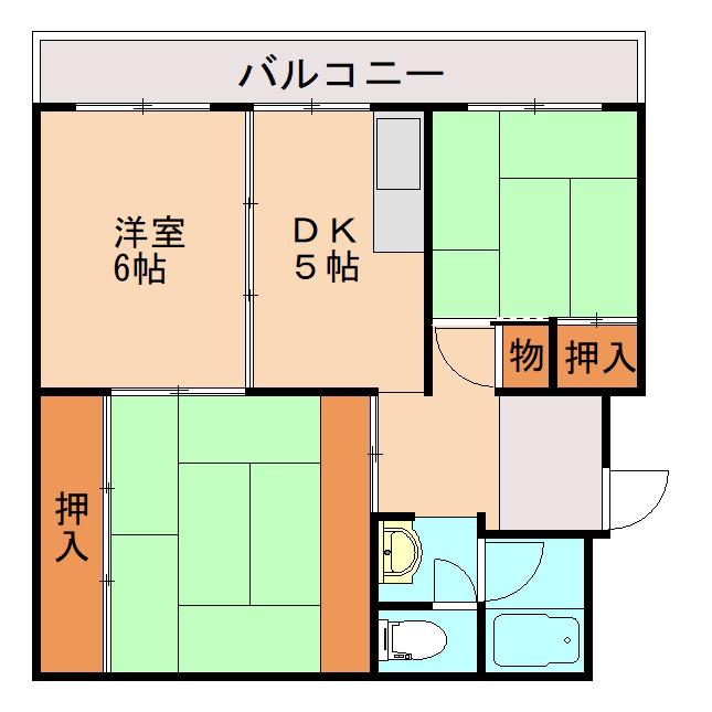 大内田ビルNO2(2LDK/3階)の間取り写真