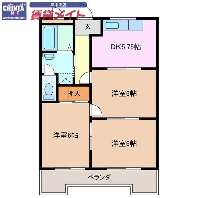 テピカルイブ(3DK/4階)の間取り写真