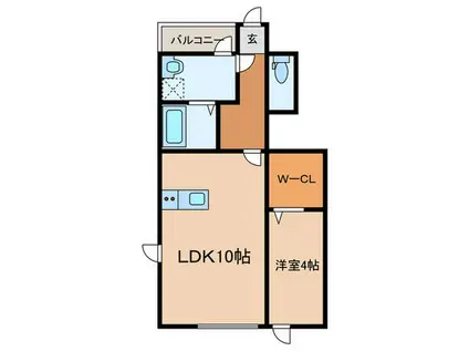 グランフォーレ岡崎南(1LDK/1階)の間取り写真