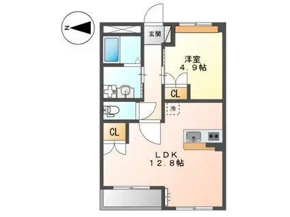 クレール デュイル(1LDK/1階)の間取り写真