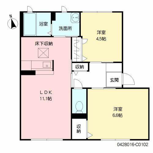 メゾンアンリシール C棟(2LDK/1階)の間取り写真