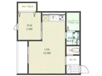 アステラス北仙台 壱番館(1LDK/3階)の間取り写真