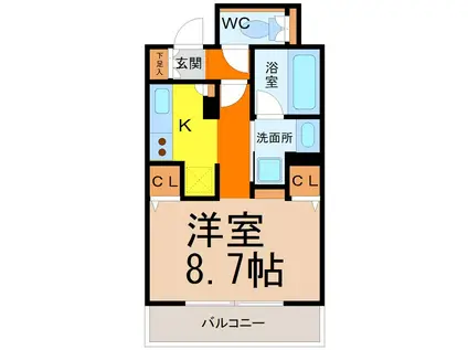 CASSIA車道(1K/10階)の間取り写真