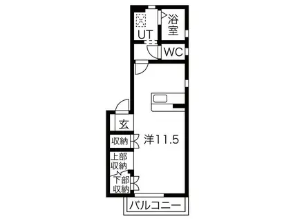 LAPIS LAZURI D(ワンルーム/1階)の間取り写真